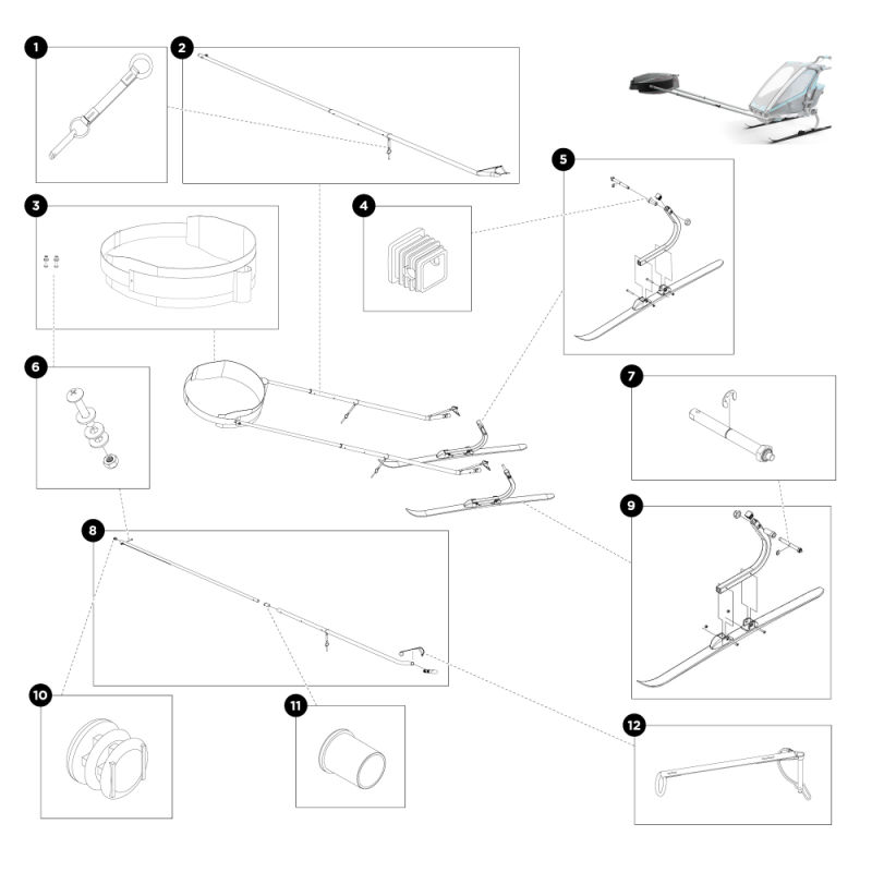 Thule-Chariot-Cross-Country-Skiing-Kit-Reservdelar-2
