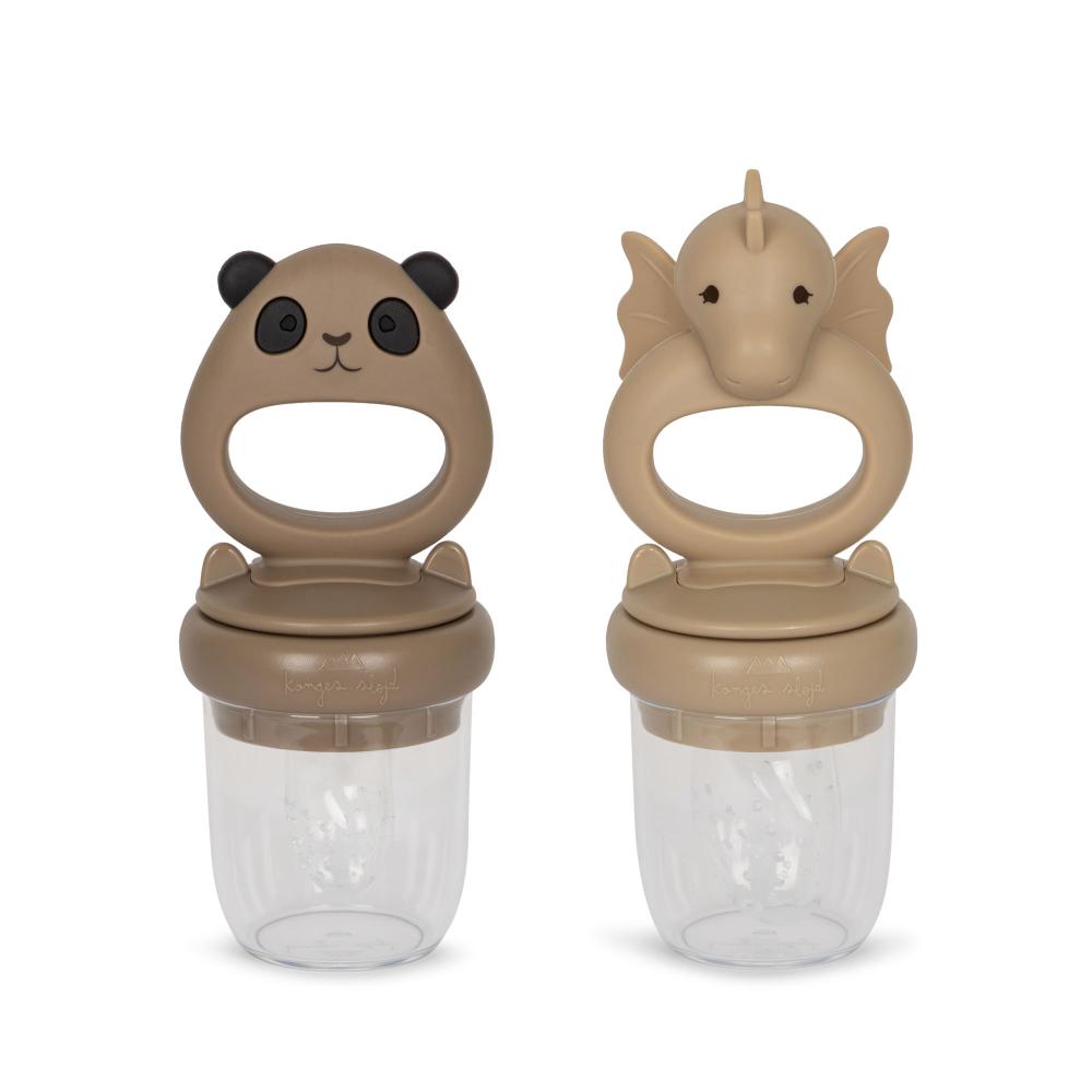 KS100013 - 2 PACK FRUIT FEEDING PACIFIER DRAGON AND PANDA - WARM CLAY-SHITAKE - Main