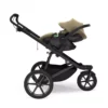 Thule Maple Connect Faded khaki som travelsystem på dobbel barnevogn
